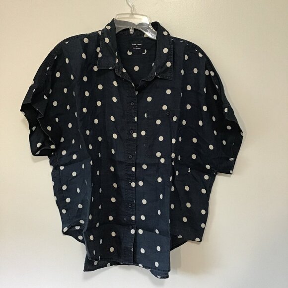 Marks & Spencer Pure Linen Polka Dot Shirt  Size 18 - Picture 8 of 14